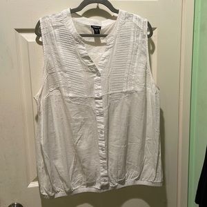 White pleated bib tank top